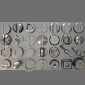 Metal Hardware Tools Including Screws Nuts Washers Neatly Arranged On Gray Surface 3d model