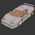 Silver Classic Sports Car With Red Interior And Rear Spoiler Design