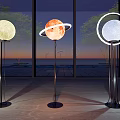 Modern Floor Lamps With Spherical Shades Ring Decoration And Soft Lighting
