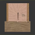 Detailed Miniature Architectural Model Featuring Wooden Staircase With Platform Pink Chair And Climbing Figure