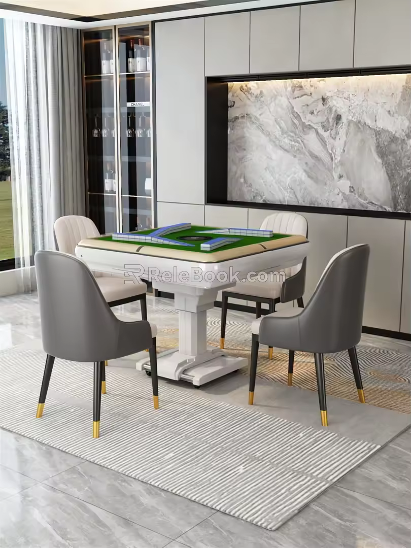 Modern Mahjong Table and Chair 3d model