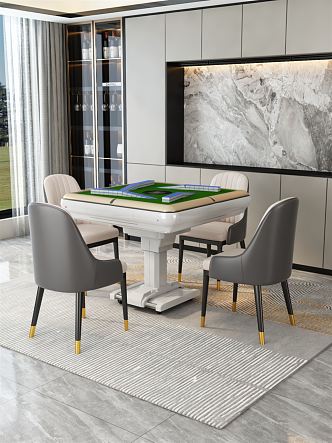 Modern Mahjong Table and Chair 3d model