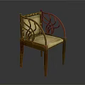 Classic Carved Wooden Chair With Intricate Backrest Armrests And Light Upholstered Seat