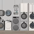 Diverse Washing Machine Collection Featuring Stackable Freestanding And Wall Mounted Models In Home 3d model