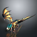 Game Movie Character Dragon With Orange Black Wings Blue Eyes And Detailed Scales