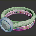 Modern White Circular Household Item With Decorative Button And Grid Design