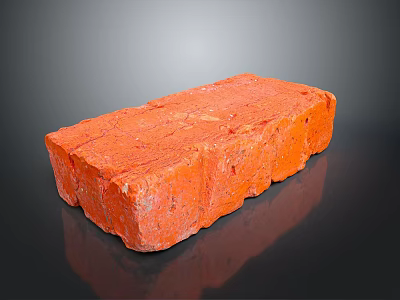 Orange Stone Wood Brick on Black Reflective Surface with Natural Texture 3d model