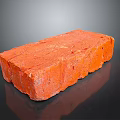 Orange Stone Wood Brick on Black Reflective Surface with Natural Texture