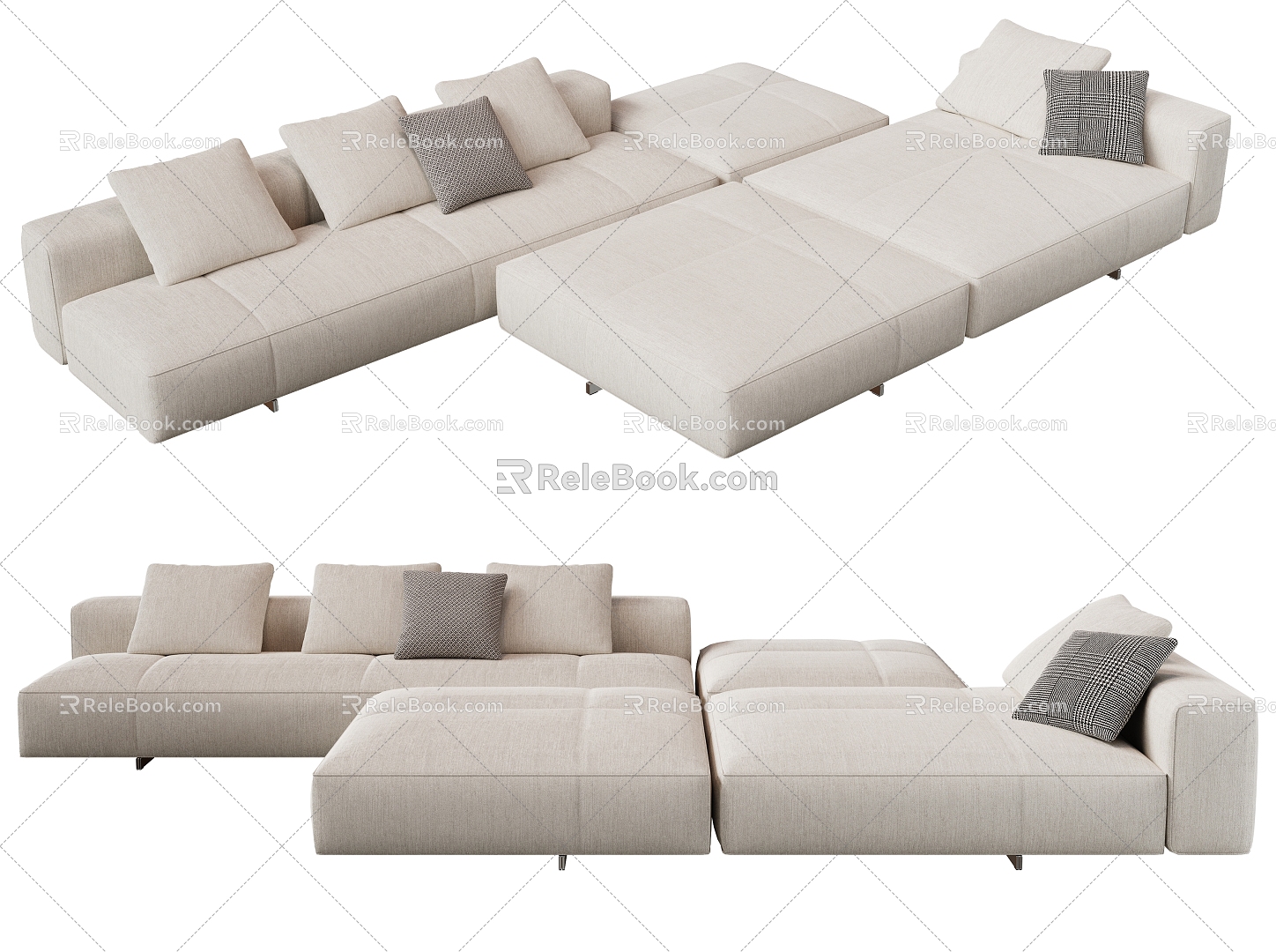 Minotti modern multiplayer sofa 3d model