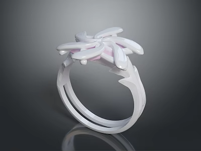 Elegant Floral Shaped Ring With Delicate Petal Design For Women Jewelry 3d model