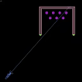 Interactive Play Area Setup With Red Frame Blue Bowling Pins And Soccer Ball