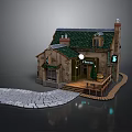 Charming Country Tavern Interior With Wooden Beams Fireplace And Barrel Decorations