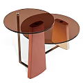 Modern Round Glass Top Coffee Table With Copper Metal Layered Base 3d model