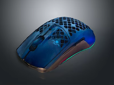 Ergonomic Blue Gaming Mouse With Hollow Mesh Design And RGB Lighting 3d model