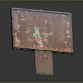 Old Weathered Billboard With Peeling Paint And Rusty Surface Details 3d model