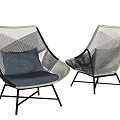 Modern Woven Outdoor Chairs With Gray Cushions And Metal Frame Design