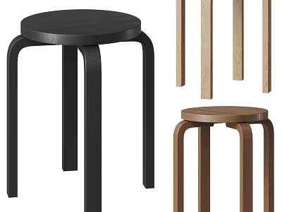 Modern Wooden Stool With Minimalist Design And Different Colors For Home Furniture 3d model