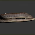 Coiled Brown and Red Patterned Snake on Gray Background with Curled Body
