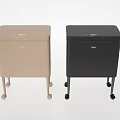 Beige And Black Rolling Storage Cabinets With Movable Wheels And Simple Design 3d model