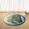 Round Area Rug With Leaf Pattern In Bright Room 3d model
