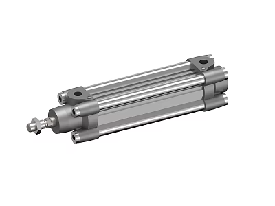 Industrial Pneumatic Cylinder Component With Metal Body Piston Rod And End Caps 3d model