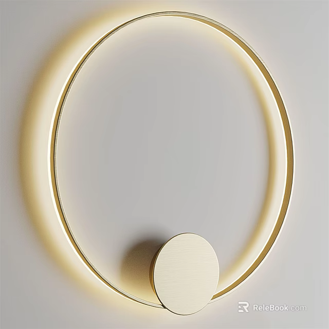 Modern Minimalist Wall Lamp With Golden Ring Design And Soft Lighting 3d model 