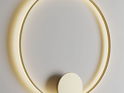 Modern Minimalist Wall Lamp With Golden Ring Design And Soft Lighting 3d model