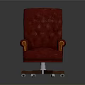Crimson Red Office Chair With Tufted Diamond Pattern Gold Accented Armrests And Wheeled Metal Base