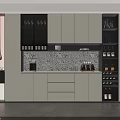 Modern Stylish Side Cabinet With Integrated Wine Storage And Warm Ambient Lighting For Dining Area