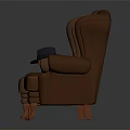 Two Brown Leather Tufted Armchairs With Armrests Wooden Legs And Hat On One
