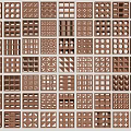 Diverse Brown Geometric Grille Patterns Arranged In Decorative Grid Layout 3d model