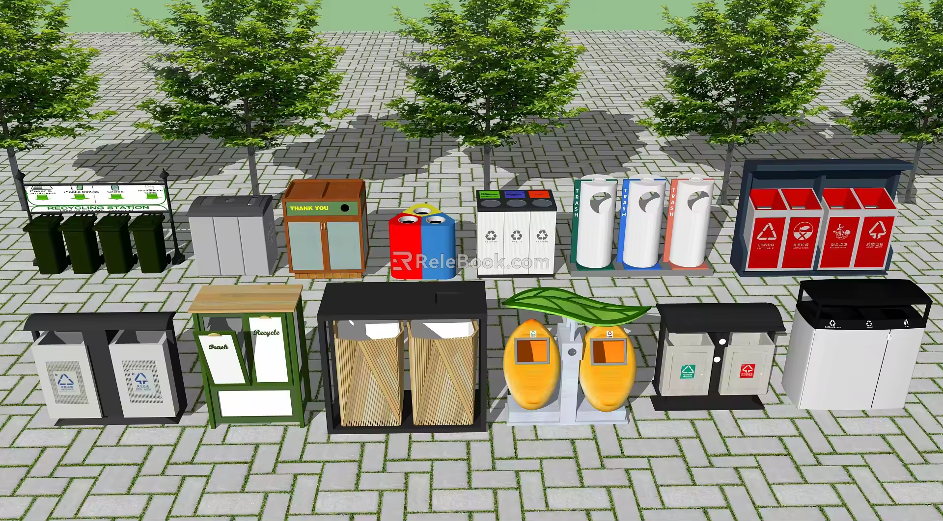 Modern trash can sorting trash can 3d model