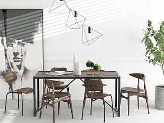 Nordic Dining Table and Chair Combination 3d model