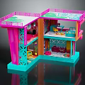 Kids Colorful Multilevel Dollhouse Play Set With Furniture And Decorative Balcony