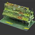 Multi Tiered Fruit Display Shelf Organized With Various Fresh Fruits Wooden Crates And Yellow Labels