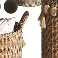 Braided Wicker Storage Baskets With Handles And Tassels For Organizing Logs Pillows And Blankets