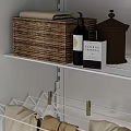 White Open Bathroom Cabinet With Shelves Towel Storage Baskets And Decorative Items