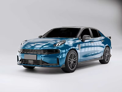 Blue Sporty Sedan With Modern Front Design Sleek Body Lines And Black Alloy Wheels 3d model