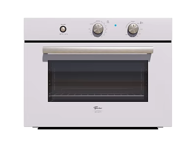 White Electric Kitchen Oven With Glass Door And Knob Controls 3d model