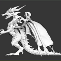 White Mythical Dragon Creature 3D Model With Spiked Horns Wings And Claws