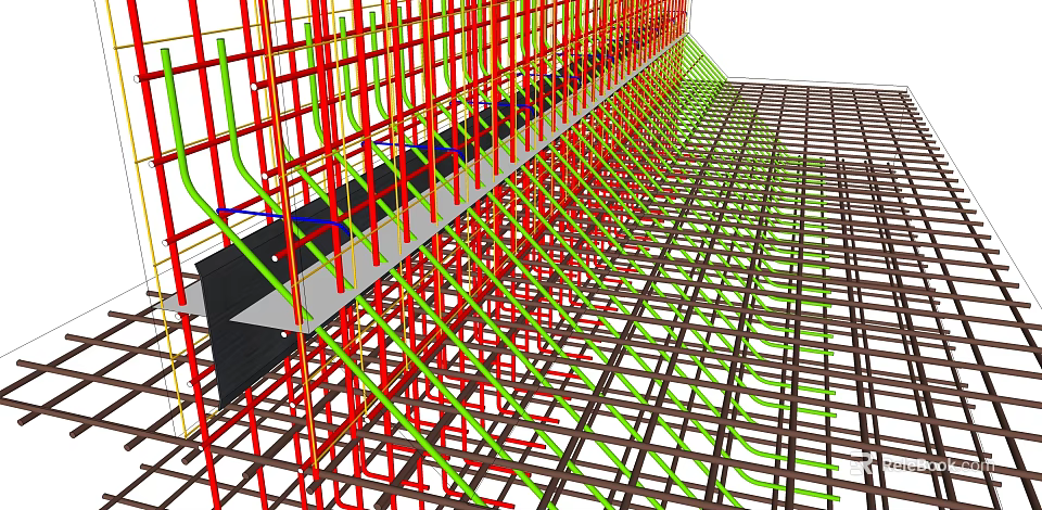 Structural Building Component Featuring Reinforced Steel Bars And Interlaced Grid Framework Structure Design 3d model