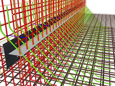 Structural Building Component Featuring Reinforced Steel Bars And Interlaced Grid Framework Structure Design 3d model