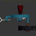 Blue Manual Hardware Tool With Red Handle And Stable Base For Workshop Use