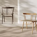 Modern Wooden Dining Chairs With Woven Seats Different Colors And Minimalist Design In Interior Space