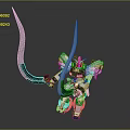 Intelligent Robot Model With Large Sickle Weapons And Mechanical Armor Design Structure