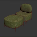 Modern Green Single Sofa with Velvet Fabric Ottoman and Black Metal Legs Design