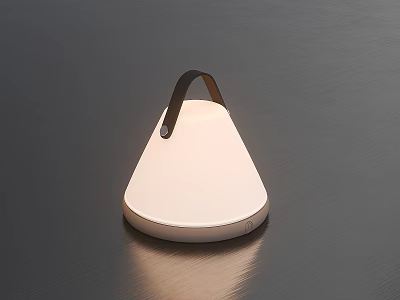 Modern Table Lamp With White Body Brown Handle And Sleek Reflective Design 3d model