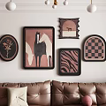 Modern Gallery Wall With Mixed Shape Frames Animal Prints And Geometric Patterns 3d model