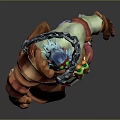 3D Orc Character Design With Colorful Hat Orange Cloak Green Skin And Red Pants