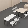Modern Office Desks With White Chairs In A Minimalist Interior Design